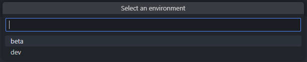 Screenshot shows the environment options.